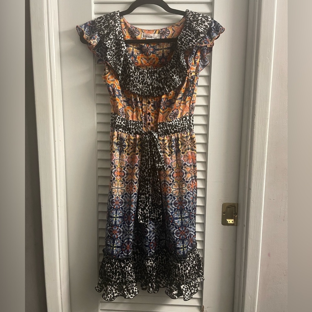 Kensie Pretty Stunning Maxi Dress;Patchwork Print-Animal & Florals.Size XS